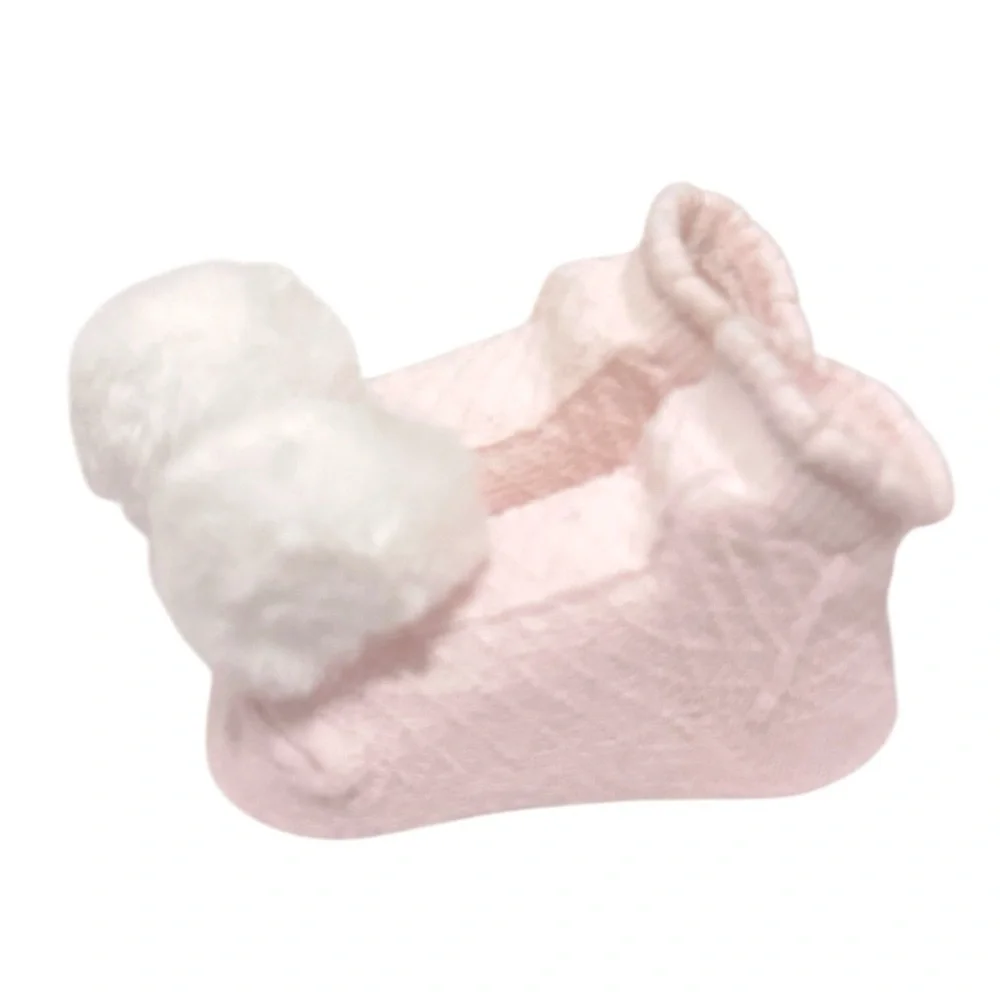 Nicole Miller Baby Pink Dressy Pom Pom Sock Grip